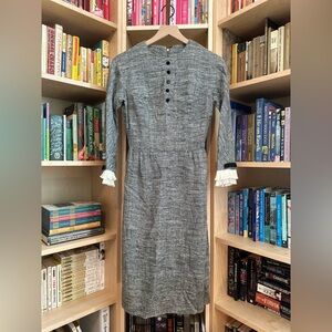 Vintage 1950s B&W Ruffle Dress - goth dark academia